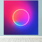Neon Glow Circle Abstract Art キャンバスプリント (インサイチュ (ウッドフロア))