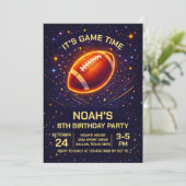 Neon Glow Football Birthday Invitation 招待状 (スタンド正面)