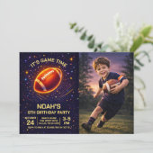 Neon Glow Football Birthday Photo Invitation 招待状 (スタンド正面)