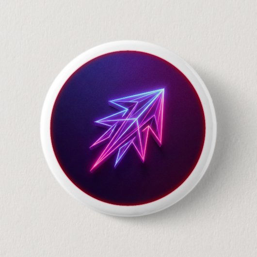 Neon Glow Futuristic Rocket Icon Button 缶バッジ (正面)