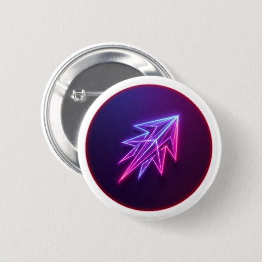 Neon Glow Futuristic Rocket Icon Button 缶バッジ (正面&裏面)