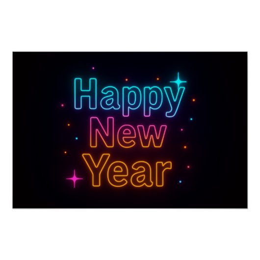 Neon Glow Gradient Typography Party Vibes Cool ポスター (正面)