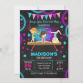 Neon Glow Gymnastics Birthday Party Invitation 招待状 (正面)