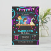 Neon Glow Gymnastics Birthday Party Invitation 招待状 (スタンド正面)