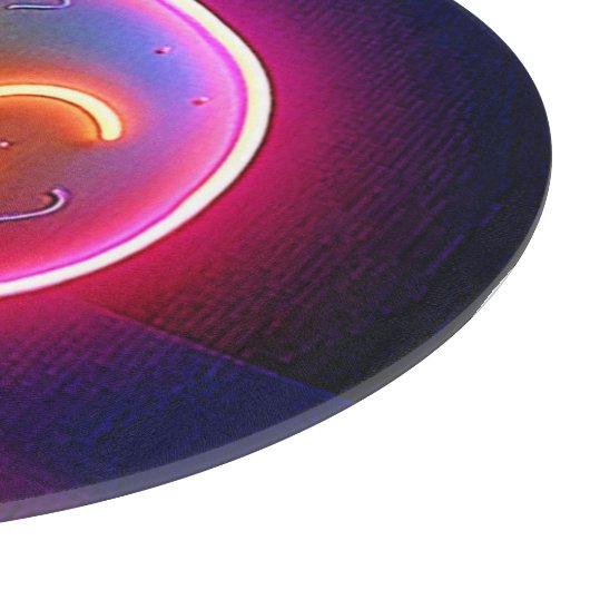 Neon Glow Happy Face Art カッティングボード (角)