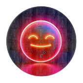 Neon Glow Happy Face Art カッティングボード (正面)