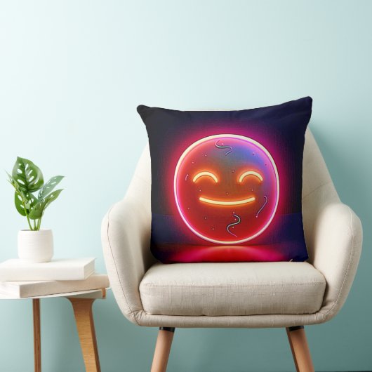 Neon Glow Happy Face Art クッション (椅子)