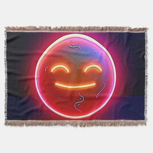 Neon Glow Happy Face Art スローブランケット (正面)
