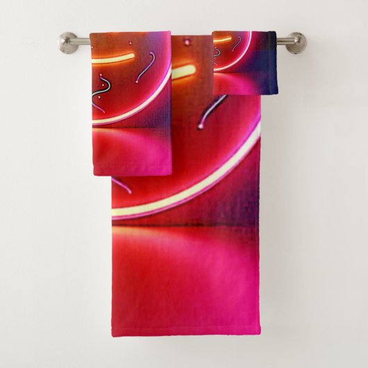 Neon Glow Happy Face Art バスタオルセット (インサイチュ)