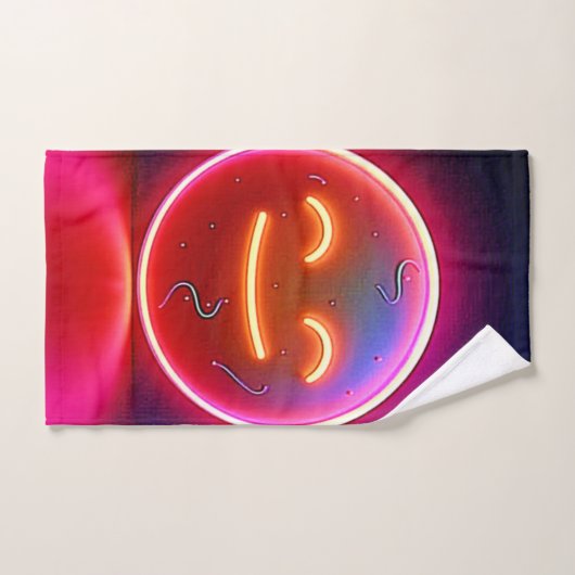 Neon Glow Happy Face Art バスタオルセット (ハンドタオル)