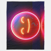 Neon Glow Happy Face Art フリースブランケット (正面)