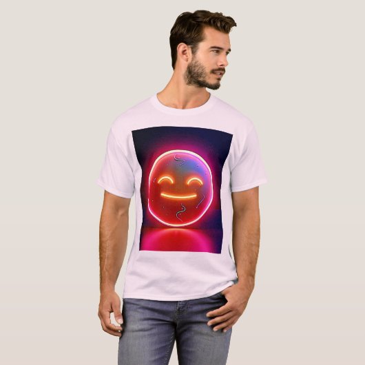 Neon Glow Happy Face Art Tシャツ (正面フル)