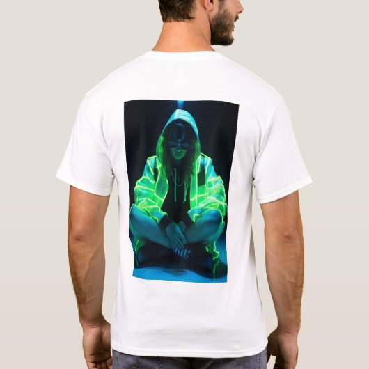 Neon Glow-in-the-Dark Girl Cinematic Self-Illumina Tシャツ (裏面)