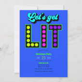 Neon Glow Let’s Get Lit Retro Christmas Party 招待状 (正面)