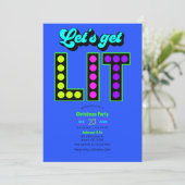 Neon Glow Let’s Get Lit Retro Christmas Party 招待状 (スタンド正面)