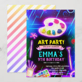 Neon Glow Paint party invitation 招待状 (正面/裏面)