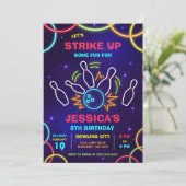 Neon Glow Party Bowling Birthday Invitation 招待状 (スタンド正面)