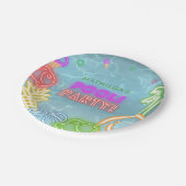 Neon Glow Pool Party Any Age Birthday ペーパープレート (アングル)