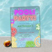 Neon Glow Pool Party Any Age Birthday 招待状