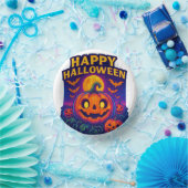 Neon Glow Pumpkin “Happy Halloween” ペーパーボウル (パーティー)
