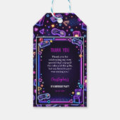 Neon Glow Retro Arcade Gaming 8th Birthday ギフトタグ (正面)