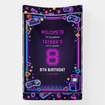 Neon Glow Retro Arcade Gaming 8th Birthday
