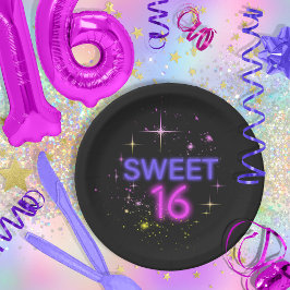 Neon Glow Sweet 16 ID760 ペーパープレート