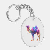 Neon Glowing Camel Art Print - Colorful Fantasy D キーホルダー (正面左)