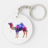  Neon Glowing Camel Art Print - Colorful Fantasy D キーホルダー (裏面)