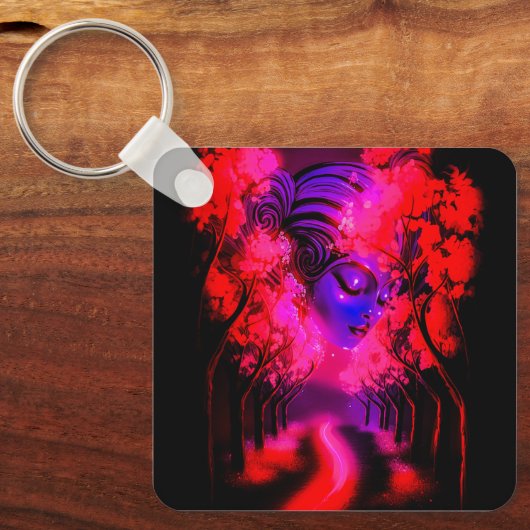Neon Goddess in Enchanted Forest キーホルダー (正面)