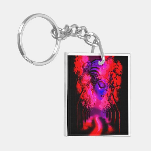 Neon Goddess in Enchanted Forest キーホルダー (正面左)