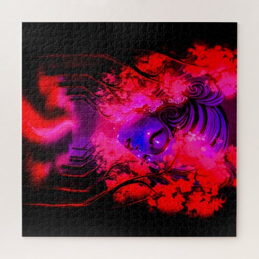 Neon Goddess in Enchanted Forest ジグソーパズル (横)