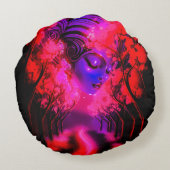 Neon Goddess in Enchanted Forest ラウンドクッション (裏面)