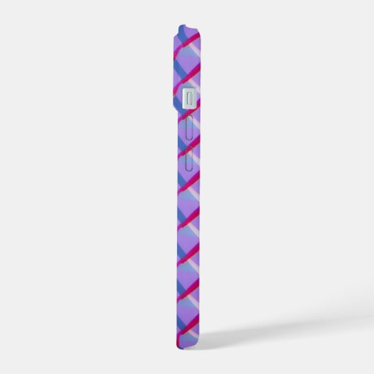 Neon Gradient Plaid Phone Case iPhone 15ケース (左側面)