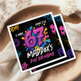 Neon Graffiti 6 7 Meme Trend Six Seven Birthday スタンダードカクテルナプキン