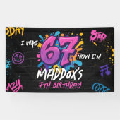 Neon Graffiti 6 7 Meme Trend Six Seven Birthday 横断幕 (横)