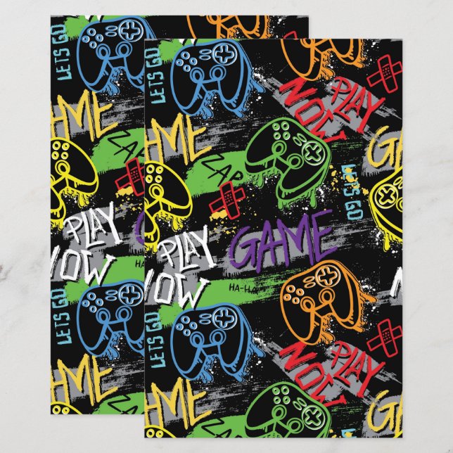 Neon Graffiti Gaming Pattern (正面/裏面)