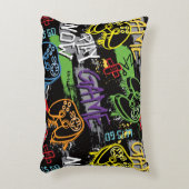 Neon Graffiti Gaming Pattern アクセントクッション (正面(垂直))