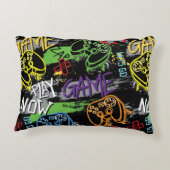 Neon Graffiti Gaming Pattern アクセントクッション (裏面)