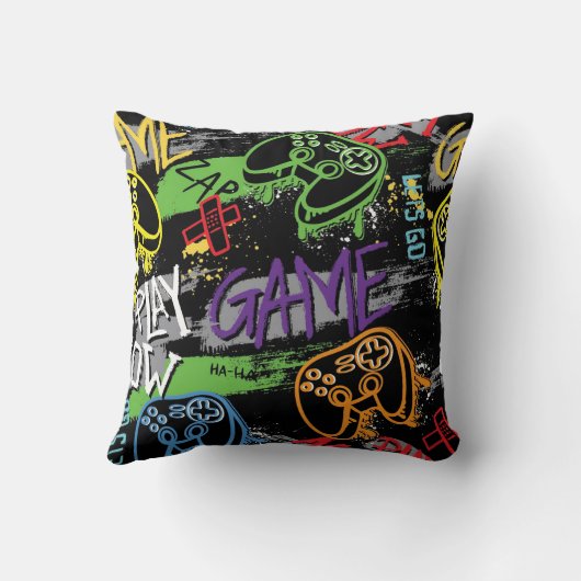 Neon Graffiti Gaming Pattern クッション (裏面)
