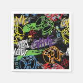 Neon Graffiti Gaming Pattern スタンダードカクテルナプキン (正面)