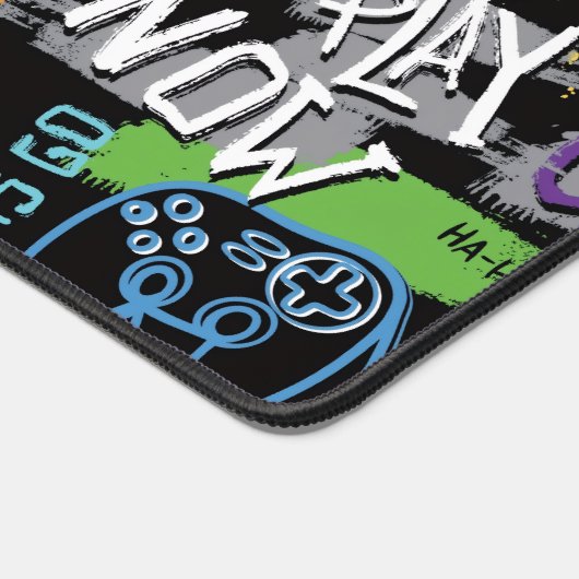 Neon Graffiti Gaming Pattern デスクマット (コーナー)