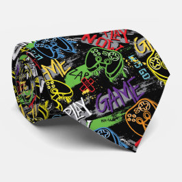 Neon Graffiti Gaming Pattern ネクタイ