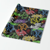 Neon Graffiti Gaming Pattern ラッピングペーパー (アンロールド)