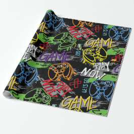 Neon Graffiti Gaming Pattern ラッピングペーパー