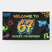 Neon Graffiti Six Seven Kids 7th Birthday Party 横断幕 (横)