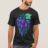 Neon Grapes Drip Art Aesthetic Fruit Graphic Tシャツ (正面)