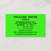Neon GreenのCourt Reporter Words名刺 名刺 (裏面)