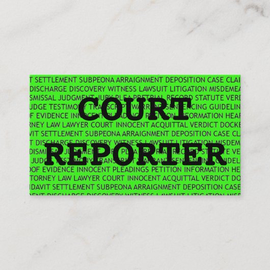 Neon GreenのCourt Reporter Words名刺 名刺 (正面)