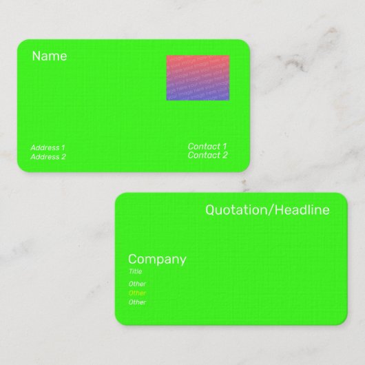 neon  green  - add photo 名刺 (正面/裏面)
